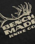 Tan Antler Logo Detail on Black Cotton Tee | Benchmade Knife Co.