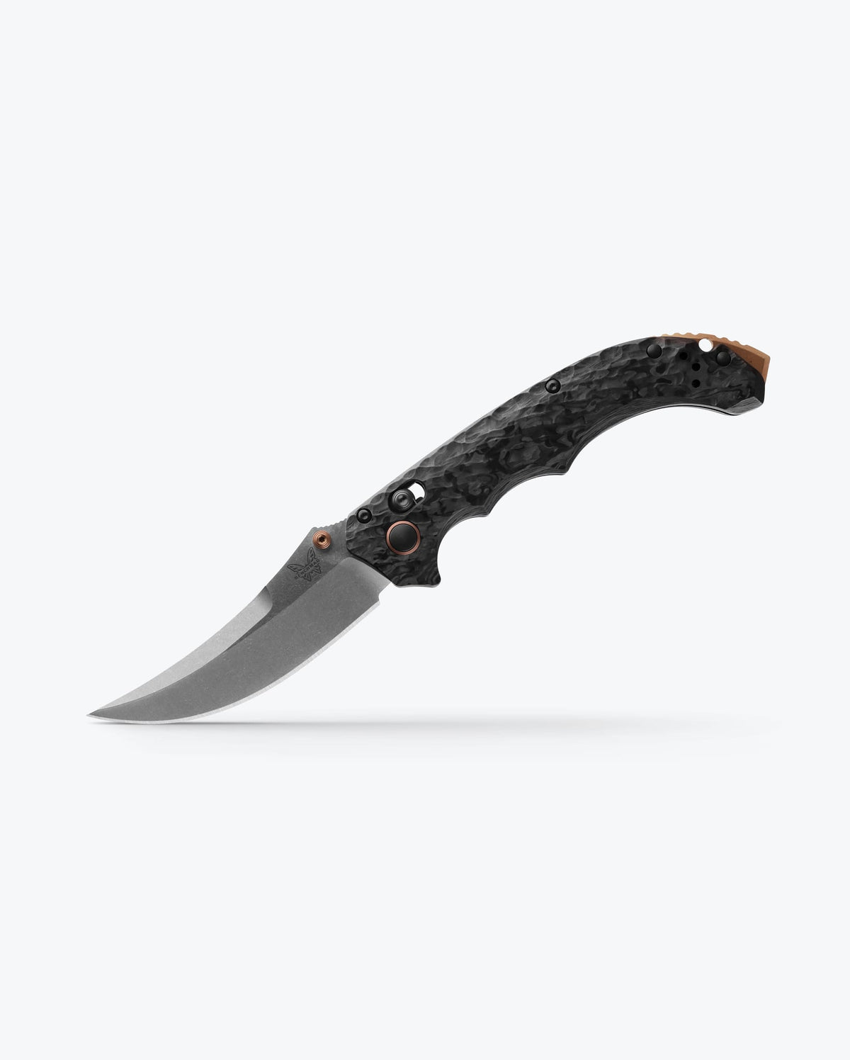 Benchmade Mini Bedlam Carbon Fiber Scimitar - Angled Profile View | Benchmade Knife Co.