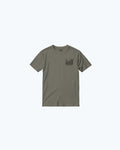 Olive Green Antler SS Mens Tee - Front View Flat Lay with Chest Logo | Benchmade Knife Co.