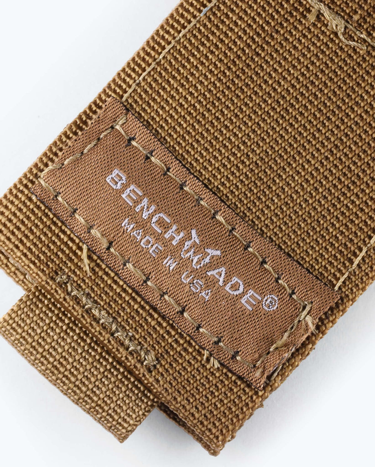 Coyote Nylon 7 Hook Pouch Label Detail - Close Up View | Benchmade Knife Co.