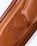 Brown Leather Sheath Butterfly Logo - Close-up Detail | Benchmade Knife Co.